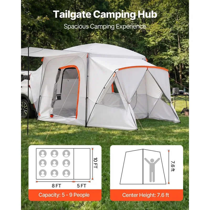 13' x 10' SUV Tailgate Camping Tent – Waterproof Outdoor Camping Shelter for Hiking, Road Trips, Tailgating & Family Adventures