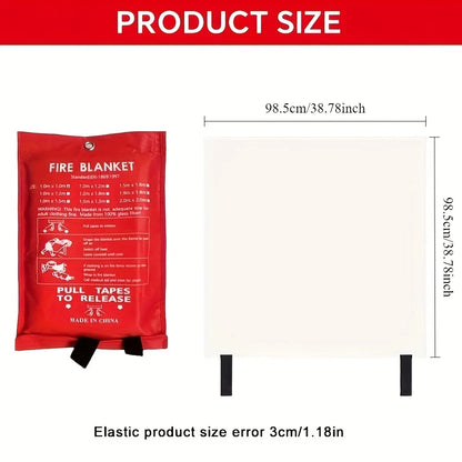 1 piece of emergency fire blanket, fire blanket, flame-retardant blanket, suitable for home, kitchen, school, car, office, warehouse fire safety blanket 40x 40inch fiberglass fire blanket