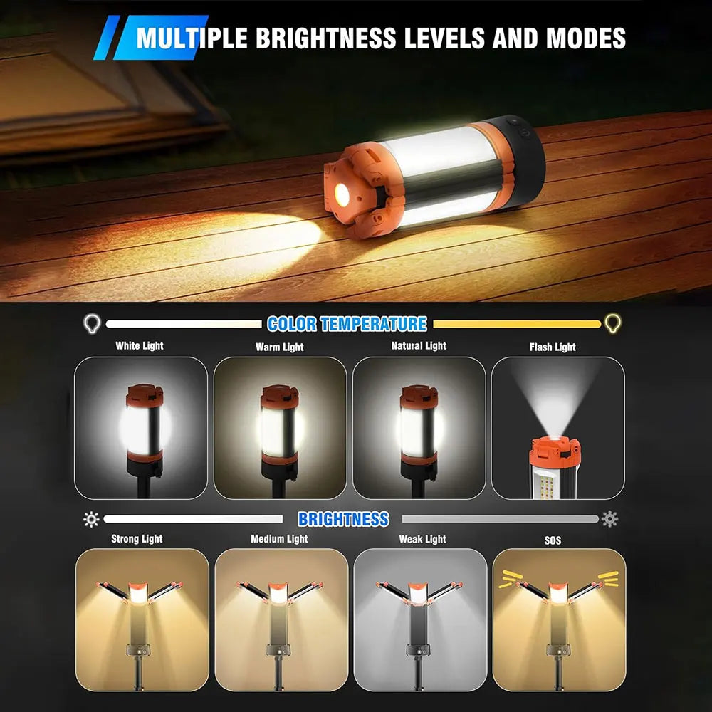 Folding Camping Light 1.8m Portable Telescopic Lanterns  bracket camping light USB Rechargeable 9000mAh Outdoor Waterproof Power Bank Lamp With Triangle Sta