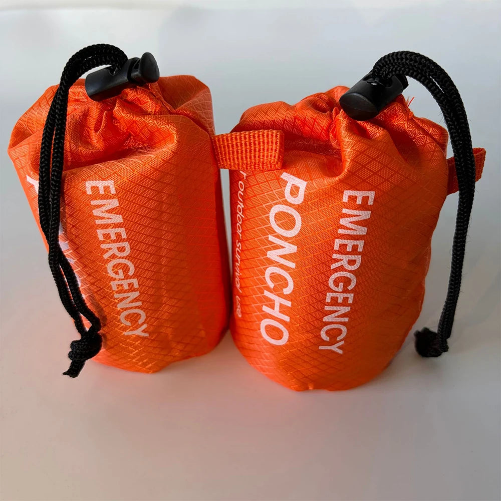 1Pc Emergency Waterproof Aluminum Film Rain Poncho,Thermal Warm Rainwear&Survival Blanket,Multi-purpose Outdoor Survival Gadgets