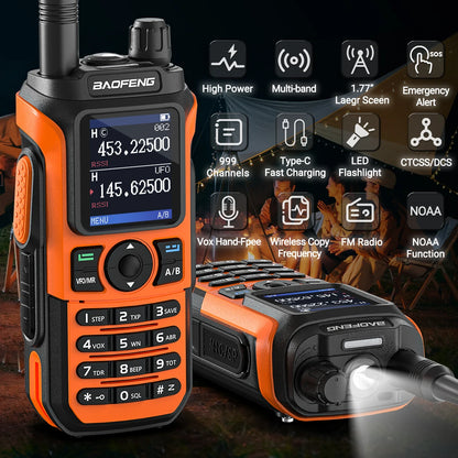 Baofeng UV-21 Pro V2 Long-Range Walkie Talkie – VHF/UHF Two-Way Radio with Air Band Reception, Wireless Frequency Copy & USB-C Charging