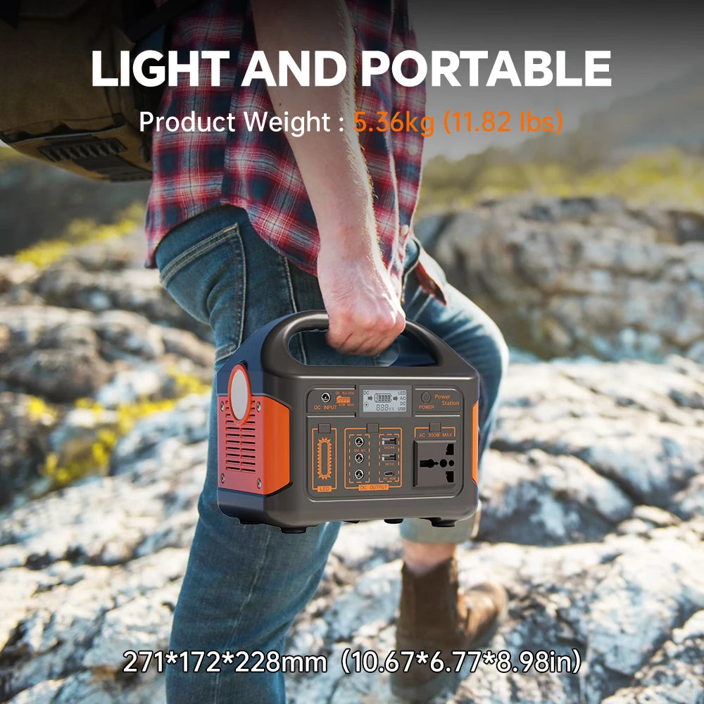 Gaiaray Portable Power Station – 460.8Wh LiFePO4 Battery, 500W/300W, 110V Solar Generator for Camping, Travel & Emergency Backup