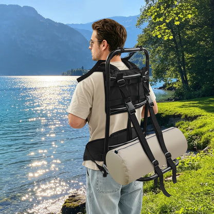 Backpack Frame, Hunting Pack Frame, External Frame Backpack, Lightweight Aluminum Alloy 27.56x14.57x9.84in, 60kg Load Bearing, Ergonomic Pack Support for Hiking Camping Outdoor Gear, Large Capacity Frame for Adventure Trekkin