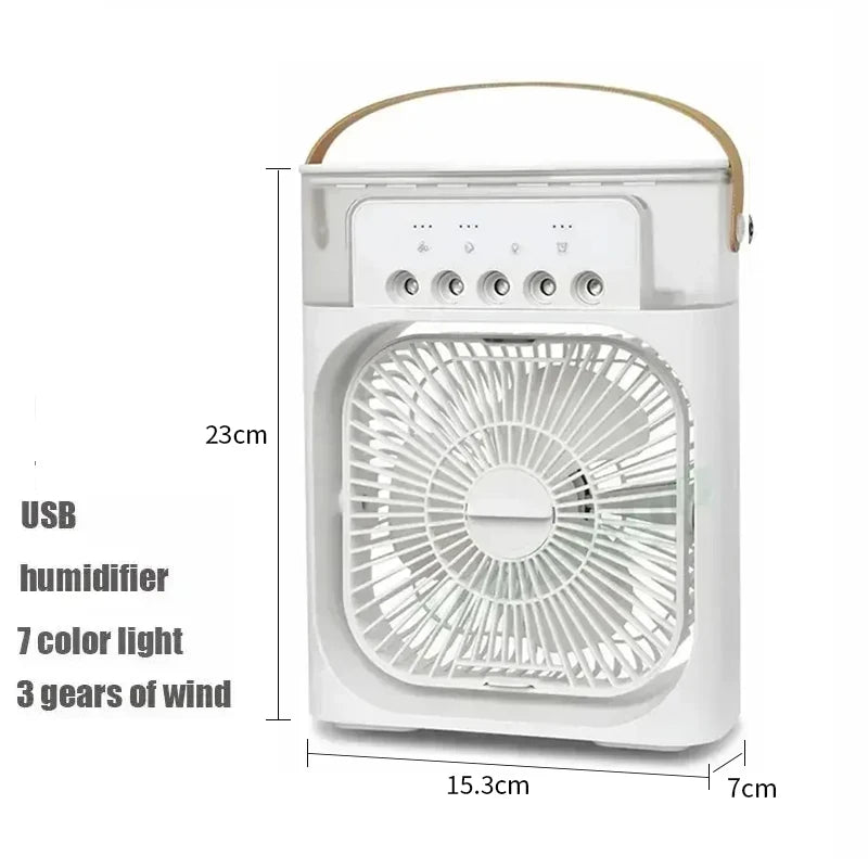 3-in-1 Portable Mini Air Cooler Fan with Humidifier & LED Night Light – Adjustable Personal Air Conditioner for Home, Office and Tents