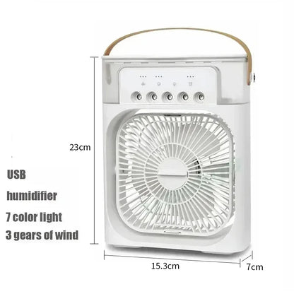 3-in-1 Portable Mini Air Cooler Fan with Humidifier & LED Night Light – Adjustable Personal Air Conditioner for Home, Office and Tents