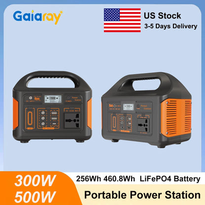 Gaiaray Portable Power Station – 460.8Wh LiFePO4 Battery, 500W/300W, 110V Solar Generator for Camping, Travel & Emergency Backup
