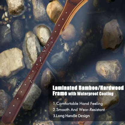 Fly Fishing Net for Freshwater Saltwater Use: Wooden Handle, Black Rubber Mesh, Soft Landing Safety Design Ideal