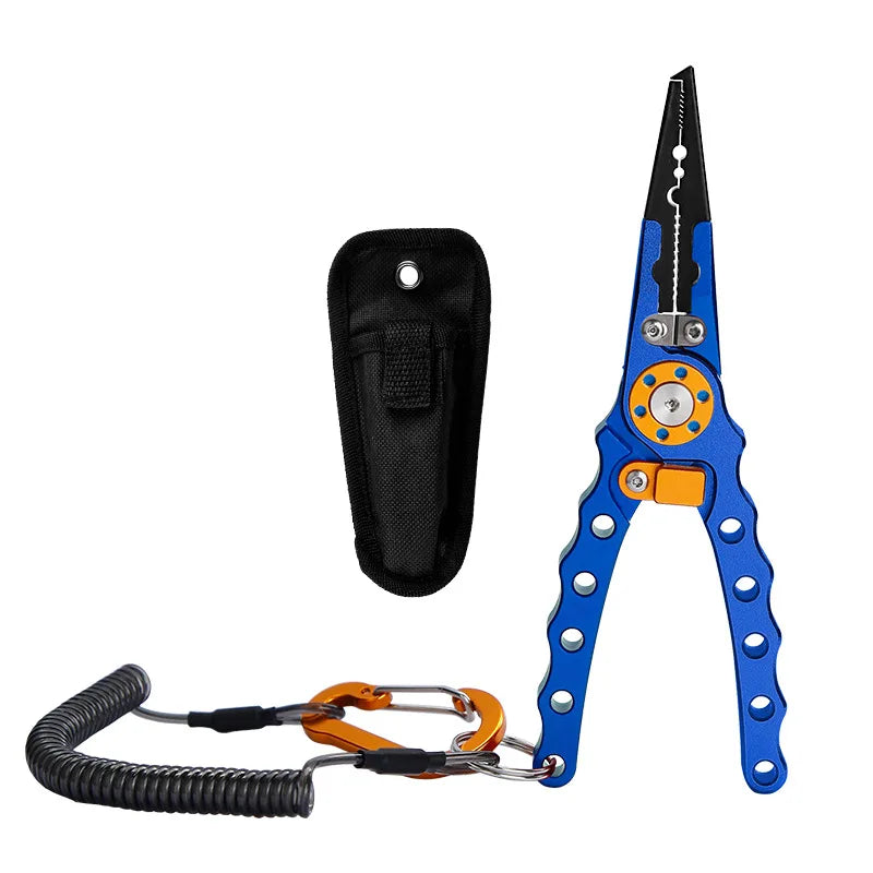 Aluminum Alloy Fishing Pliers Saltwater Corrosion Resistant, Heavy Duty Fishing Multitool with Lanyard Sheath Hook Remover Line