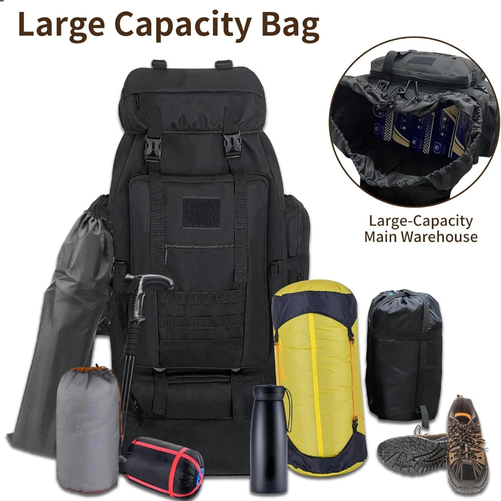 1pc 90L Hiking Daypack Backpack Expandable Waterproof Rucksack for Camping Outdoor Sport Traveling Large Capacity Sport