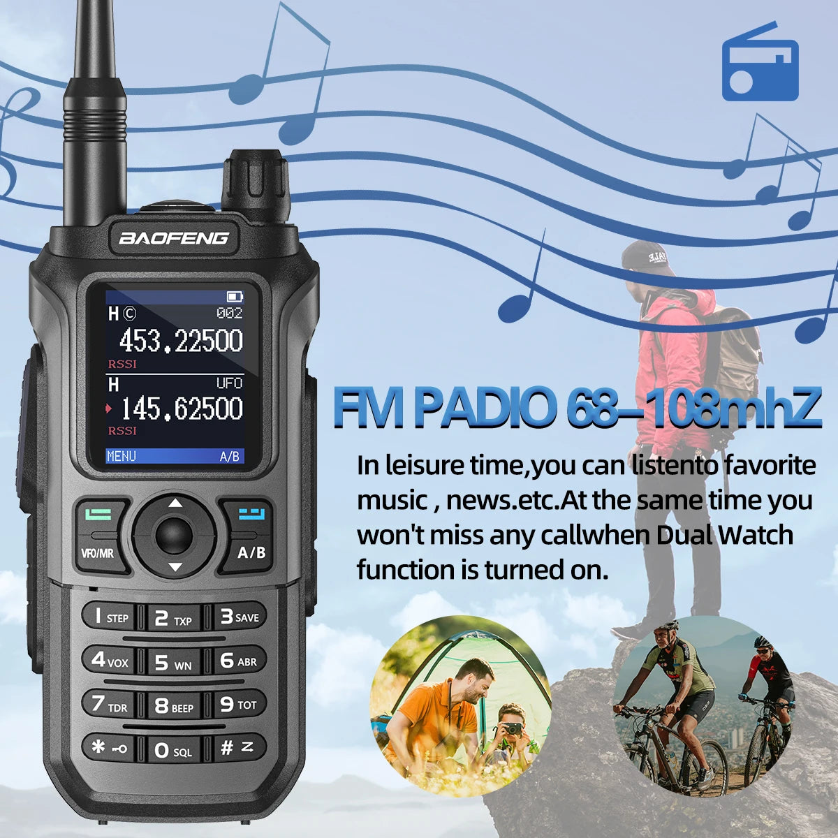 Baofeng UV-21 Pro V2 Long-Range Walkie Talkie – VHF/UHF Two-Way Radio with Air Band Reception, Wireless Frequency Copy & USB-C Charging