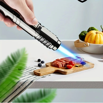 1800° High Temp Butane Torch Lighter Metal Portable Windproof Blue Jet Flame Welding Tool Men Gift Box No Gas