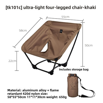 TILLAK 650g Ultralight Ground Chair 7075 Aluminum Alloy 1000D Cordura Fabric Foldable Camping Chair for Outdoor Hiking Fishing