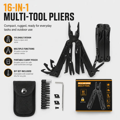 16 in 1 Multifunctional Pliers Stainless Steel Folding Multi Tool with Knife for Outdoor Camping Survival Portable
