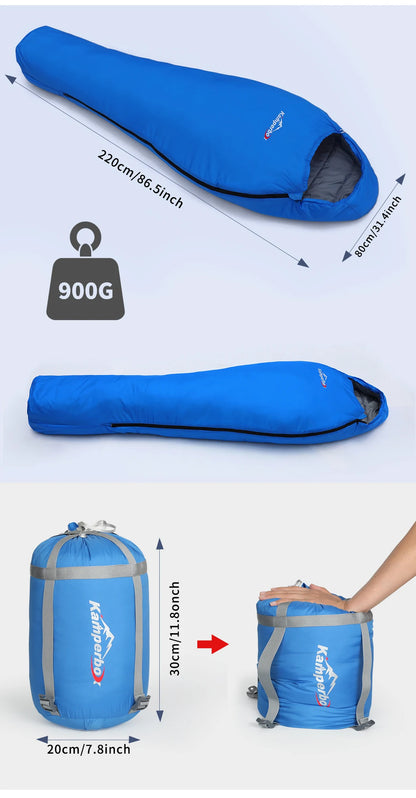 Kamperbox SY011 Lightweight Adult Sleeping Bag | 40D Ripstop Nylon Shell | Synthetic Fiber Insulation | Portable Camping & Hiking Sleeping Bag