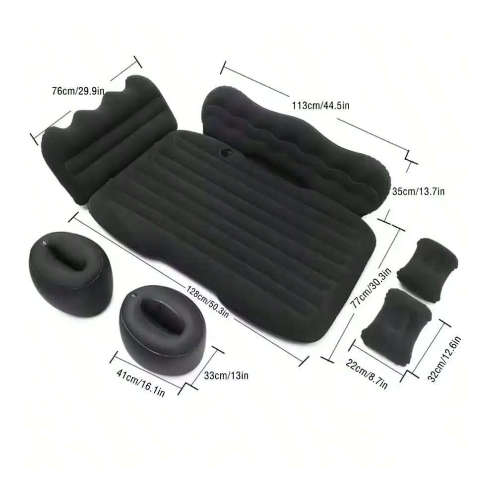 Inflatable Car Air Mattress For SUV Back Seat, Portable Travel Camping Bed With 2 Air Pillows And Electric Pump, Universal Car