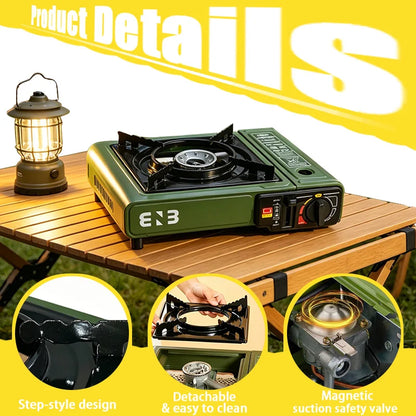 Portable Butane Camping Stove – Compact Windproof Outdoor Burner with Carrying Case, Fuel-Efficient Design for Camping, Hiking, Survival & Emergency Cooking