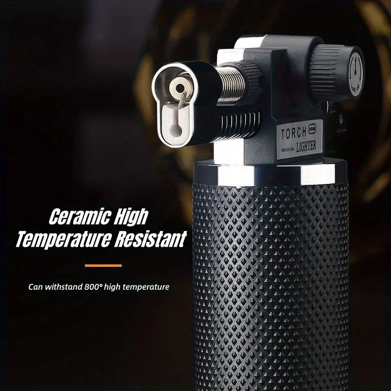 Metal Dual Flame Jet Gas Lighter High Firepower Outdoor Windproof Portable Torch Welding Gun for Kitchen BBQ Welding Baking