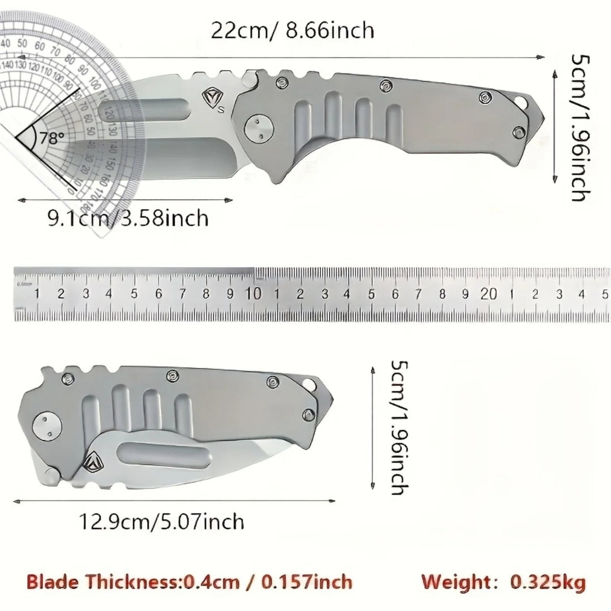 D2 blade +D2 handle integrated folding knife, heavy-duty all-steel knife, outdoor camping fishing equipment, survival