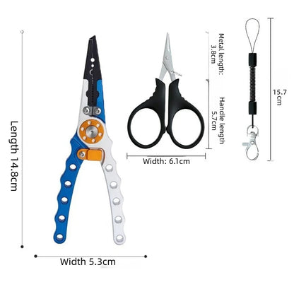 Aluminum Alloy Fishing Pliers Saltwater Corrosion Resistant, Heavy Duty Fishing Multitool with Lanyard Sheath Hook Remover Line