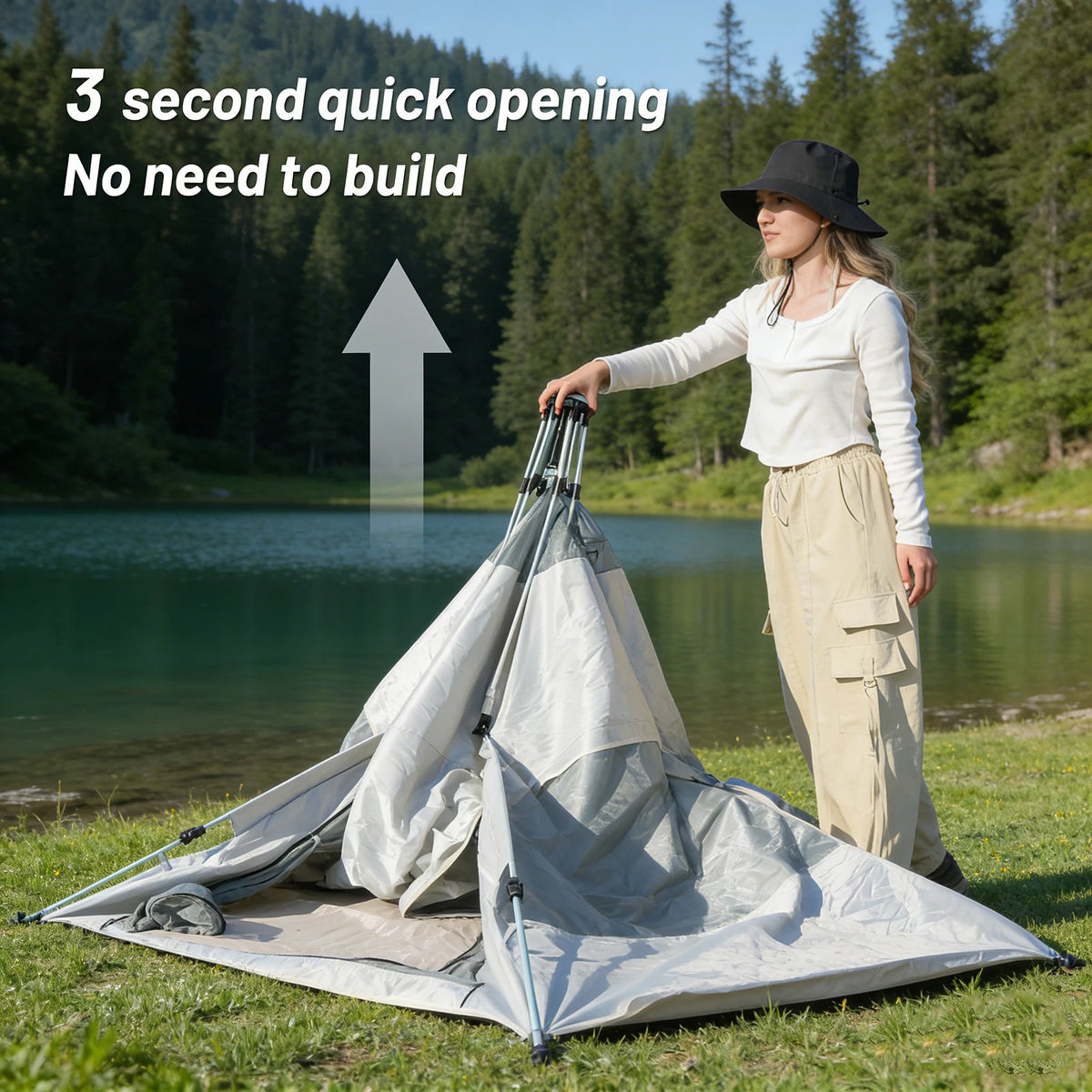 PAKICETUS Dome Camping Tent 2-5 Person Instant Setup 1 Minute Easy Assembly Double Doors Lightweight Portable Backpacking Tent for Outdoor Hiking Travel