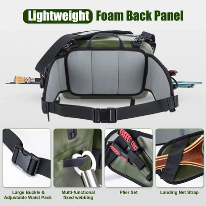 Goture 34*22*10.5cm Multifunctional Fly Fishing Bag IPX8 Waterproof Halter Waist Pack Large Capacity Bag for Outdoor Sports bag