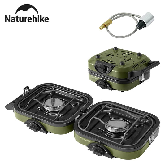 Naturehike 2-Burner Folding Propane Camping Stove with Carry Bag – 16,000 BTU Portable Outdoor Stove for Camping, Picnics & Cooking