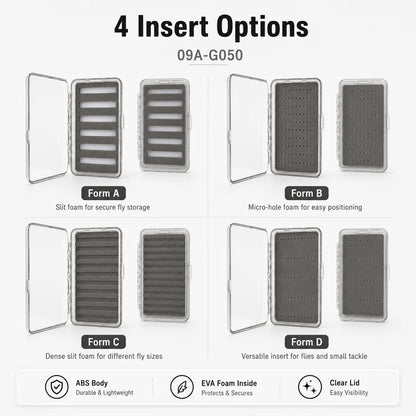 Aventik Transparent ABS Fly Fishing Box, Slim Clear Fly Storage Case with EVA Foam Inserts, Pocket Fly Organizer
