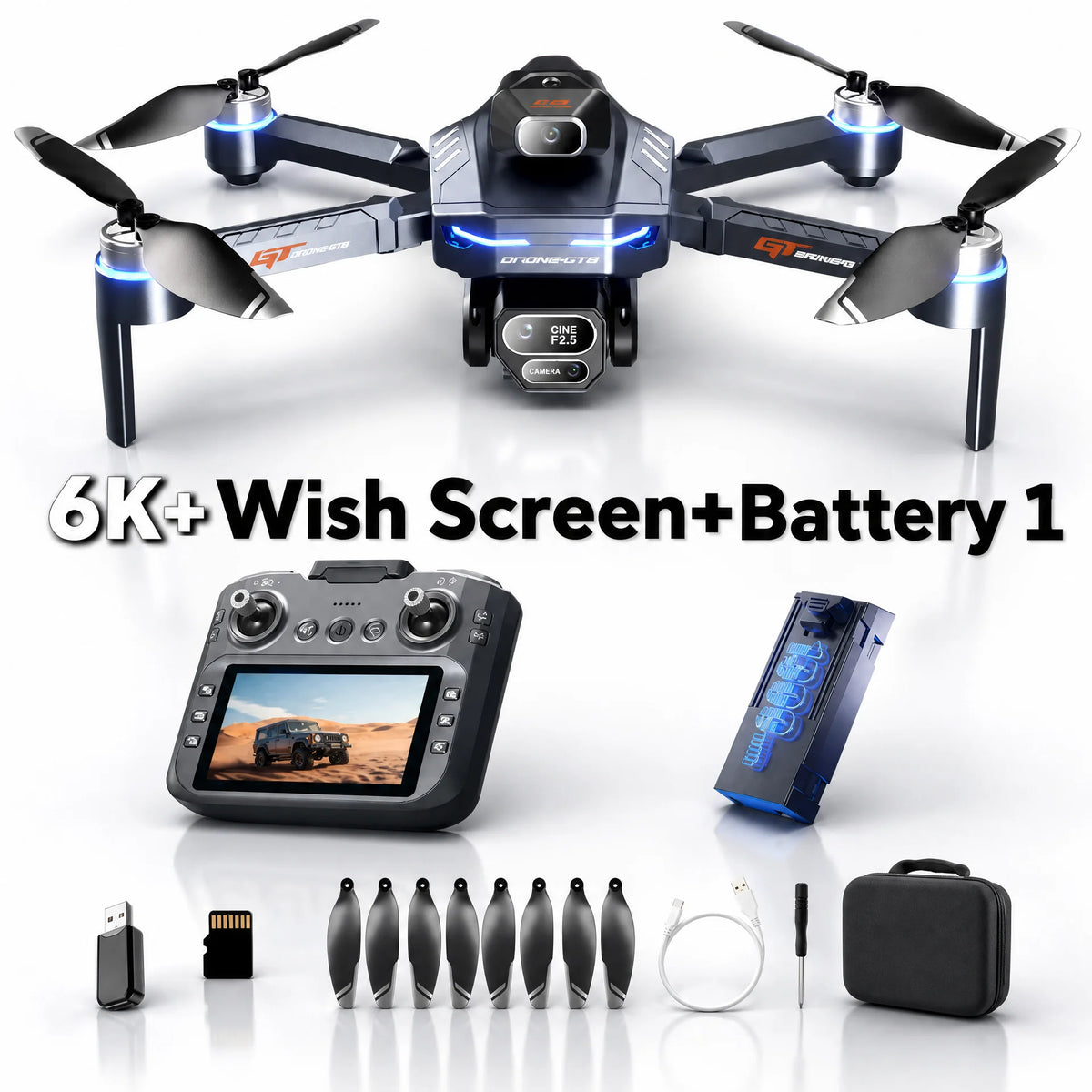GT8 Drone 8K HD Professional Dual Cameras WiFi Optical Flow Positioning Brushless UAV With Screen Obstacle Avoidance RC Drone To