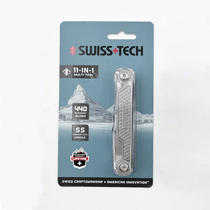 SWISS TECH 11 in 1 Mini Multitool Knife Folding EDC Outdoor Camping Survival Tools Scissors Screwdriver Multi Tool with Clip