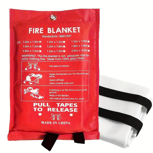 1 piece of emergency fire blanket, fire blanket, flame-retardant blanket, suitable for home, kitchen, school, car, office, warehouse fire safety blanket 40x 40inch fiberglass fire blanket