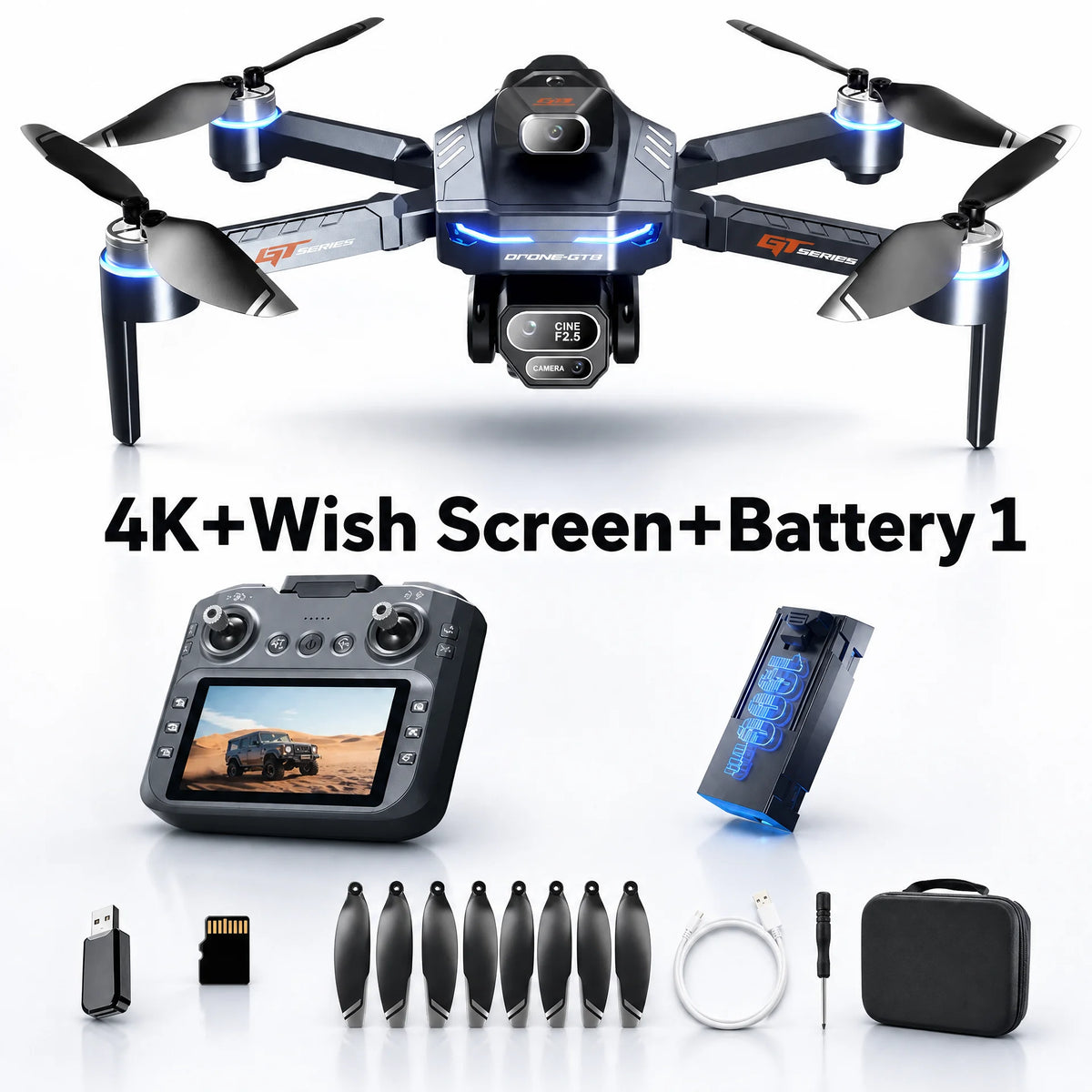 GT8 Drone 8K HD Professional Dual Cameras WiFi Optical Flow Positioning Brushless UAV With Screen Obstacle Avoidance RC Drone To