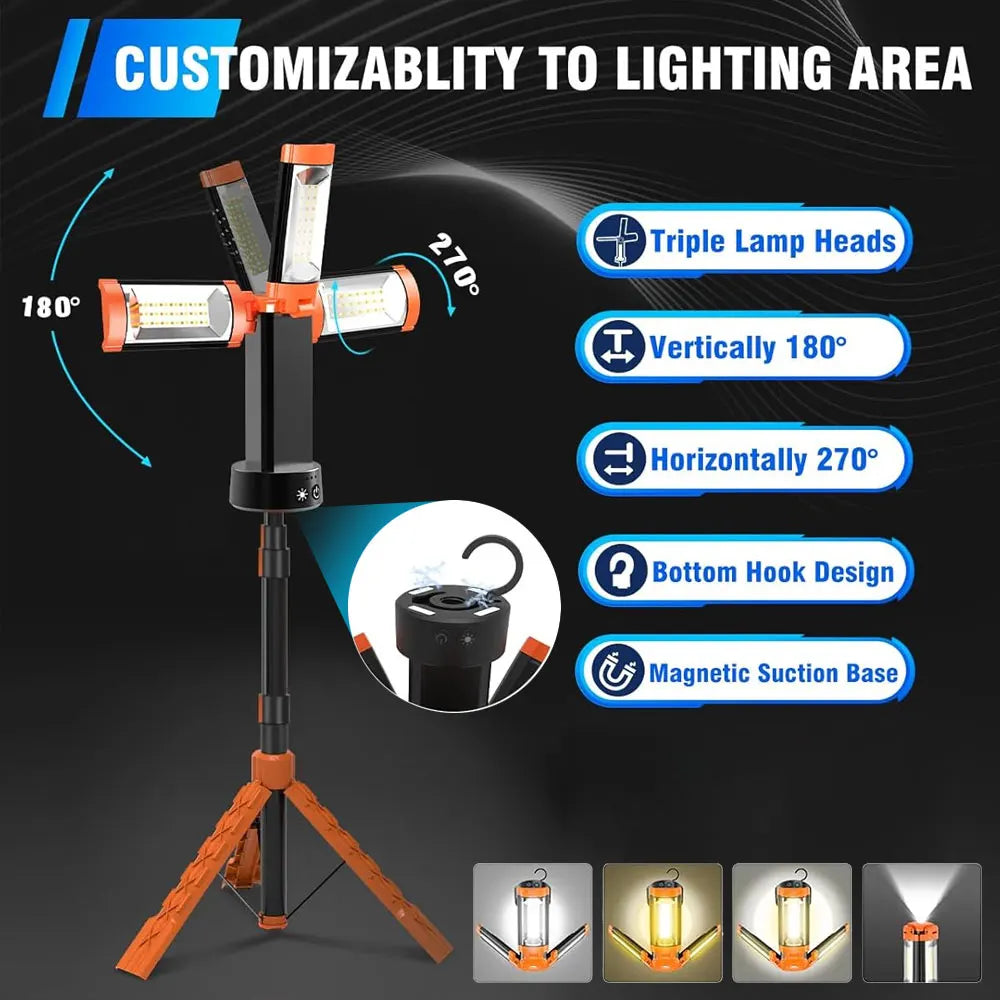 Folding Camping Light 1.8m Portable Telescopic Lanterns  bracket camping light USB Rechargeable 9000mAh Outdoor Waterproof Power Bank Lamp With Triangle Sta