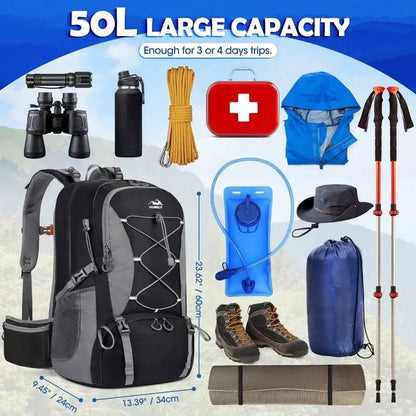 50L Hiking Backpack Waterproof Camping Backpack For Men Women Lightweight HIking Daypack Outdoor Travel Daypack