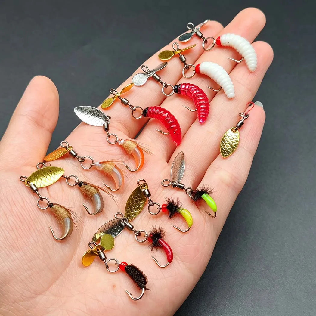 (Total 40Pcs Flies)2 Boxes Bundle Trout Nymph Fly Fishing Lure Dry/Wet Flies-Sequin Fly Fishing Flies Artificial Bait Kit