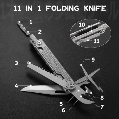 SWISS TECH 11 in 1 Mini Multitool Knife Folding EDC Outdoor Camping Survival Tools Scissors Screwdriver Multi Tool with Clip