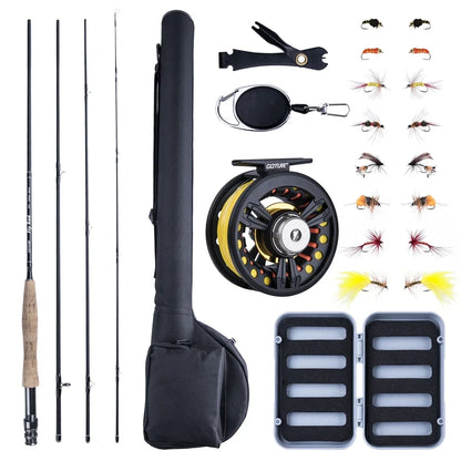 Goture Fly Fishing Rod Portable 4-Piece 9FT Lightweight Travel Fly Fishing Rod 30+36T Carbon Fiber 5/6wt 7/8wt Fly Rod with Tube