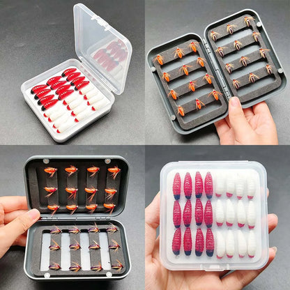 Wet Dry Fly Fishing Set Nymphs Set-2 Boxes Bundle(Total 48 Pcs Flies)Flies Kit Lures Fishing Box for Trout/Bass/Carp
