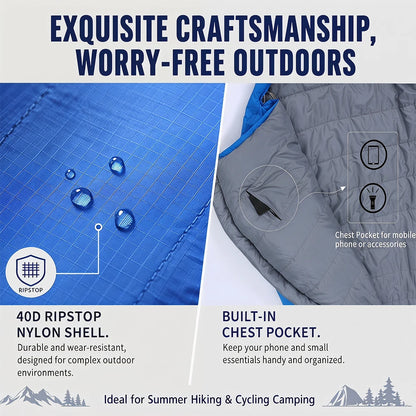 Kamperbox SY011 Lightweight Adult Sleeping Bag | 40D Ripstop Nylon Shell | Synthetic Fiber Insulation | Portable Camping & Hiking Sleeping Bag