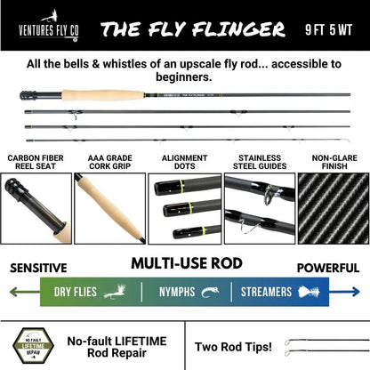 23-Piece Fly Fishing Starter Kit – Complete Beginner Gear Set with Rod, Reel, Line, Flies & Leader