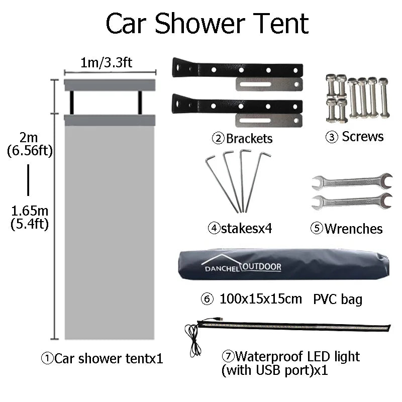 Free Shipping Car Shower Tent Portable Foldable Vehicle Side Bath Tent Camping Easy Setup SUV Changing Room Toilet Shower Tent