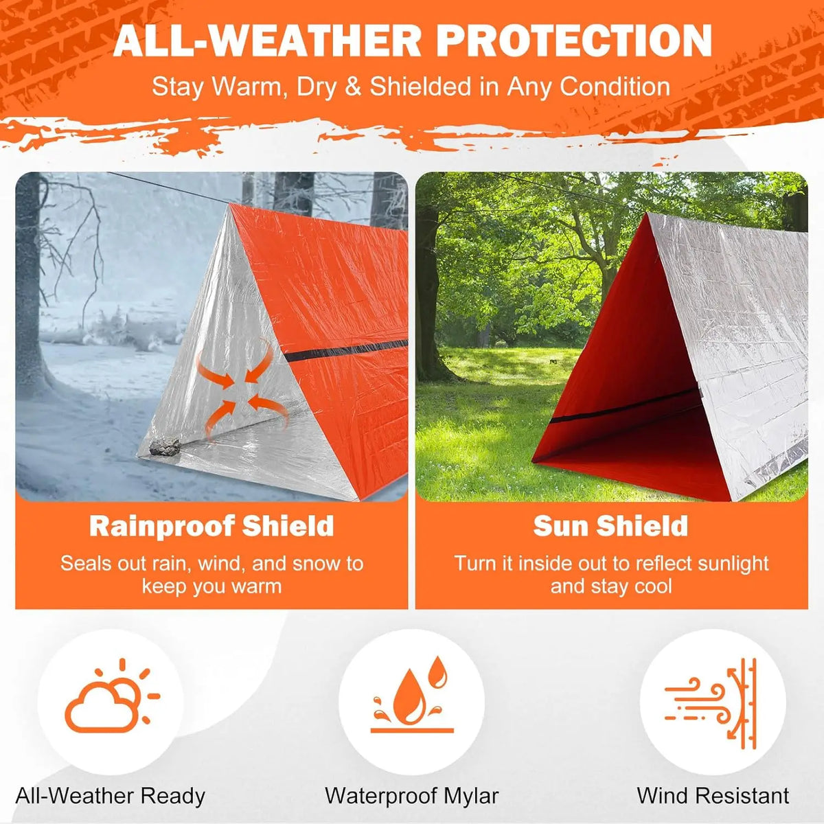 3-in-1 Emergency Thermal Survival Tent, Blanket & Sleeping Bag