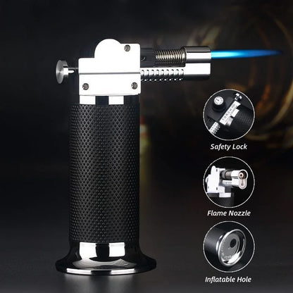 Metal Dual Flame Jet Gas Lighter High Firepower Outdoor Windproof Portable Torch Welding Gun for Kitchen BBQ Welding Baking
