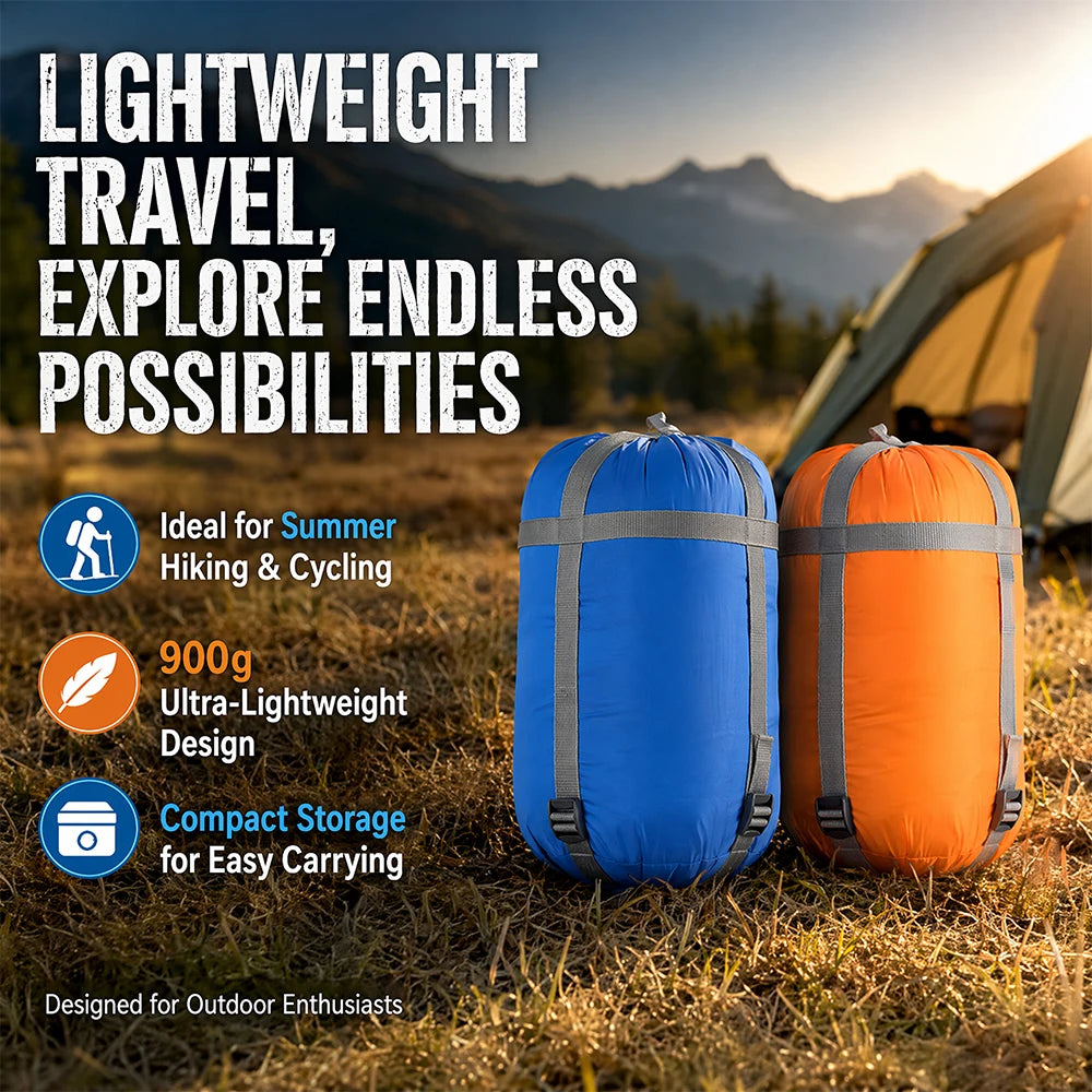 Kamperbox SY011 Lightweight Adult Sleeping Bag | 40D Ripstop Nylon Shell | Synthetic Fiber Insulation | Portable Camping & Hiking Sleeping Bag