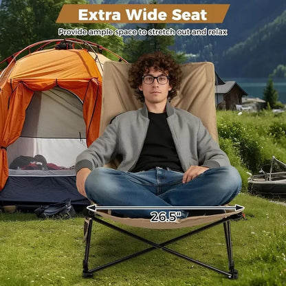 Portable Folding Camping Chair, 4-Position Padded Seat with 500 lbs Capacity, Side Pocket and Carry Bag, Ideal for Outdoors, Spo