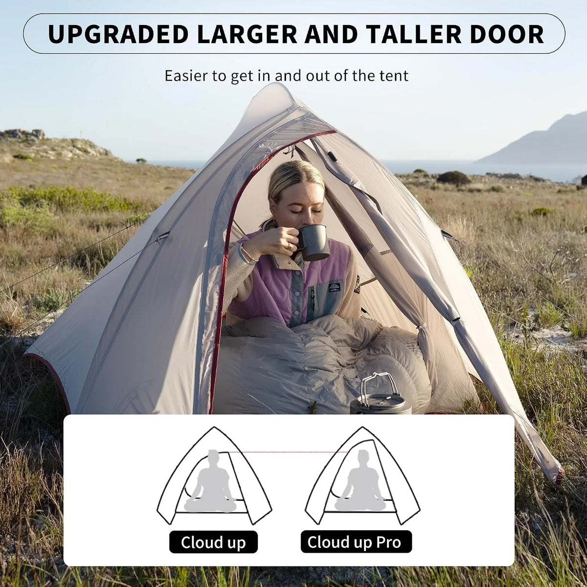 Naturehike Cloud Up Pro Tent 1 Person Double Layers Backpacking Tents 20D Nylon Waterproof Ultralight Tent for Camping Hiking