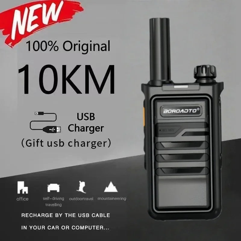 Portable Walkie Talkie Two-Way Radio 16 Channels UHF 400-470MHz Long Range Communication Handheld Walkie-Talkies for Outdoor