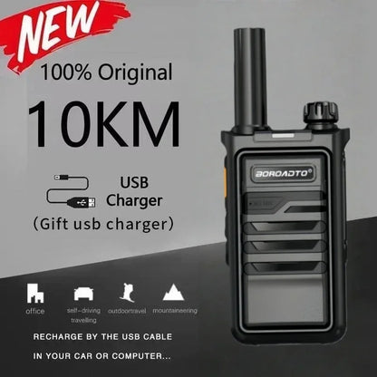 Portable Walkie Talkie Two-Way Radio 16 Channels UHF 400-470MHz Long Range Communication Handheld Walkie-Talkies for Outdoor