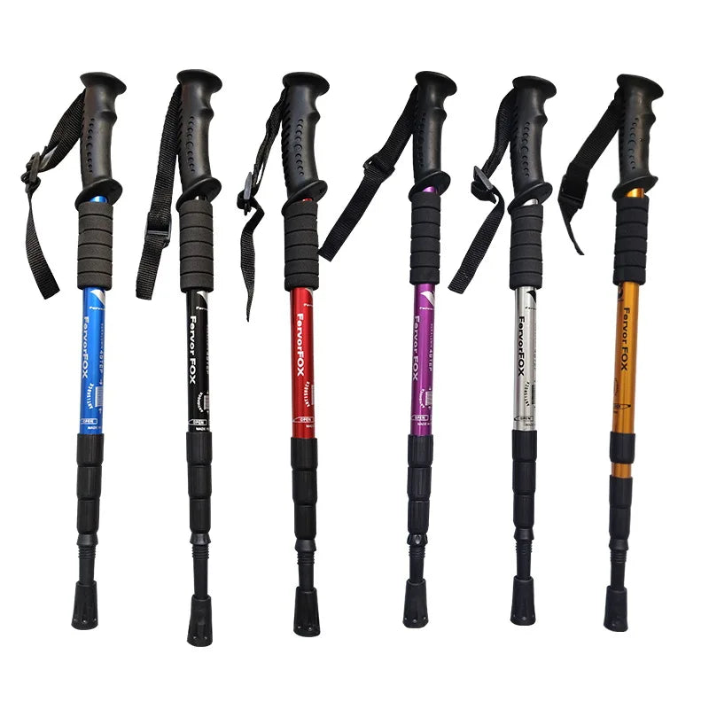 Outdoor Telescopic Hiking Pole – Portable Aluminum Alloy Trekking Cane with Non-Slip Grip