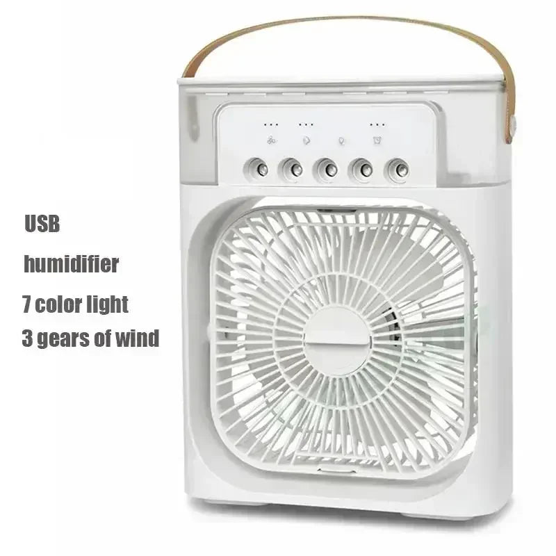3-in-1 Portable Mini Air Cooler Fan with Humidifier & LED Night Light – Adjustable Personal Air Conditioner for Home, Office and Tents