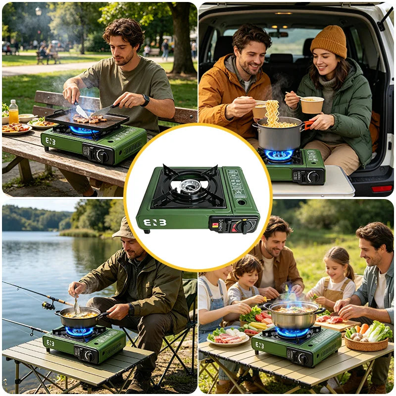 Portable Butane Camping Stove – Compact Windproof Outdoor Burner with Carrying Case, Fuel-Efficient Design for Camping, Hiking, Survival & Emergency Cooking